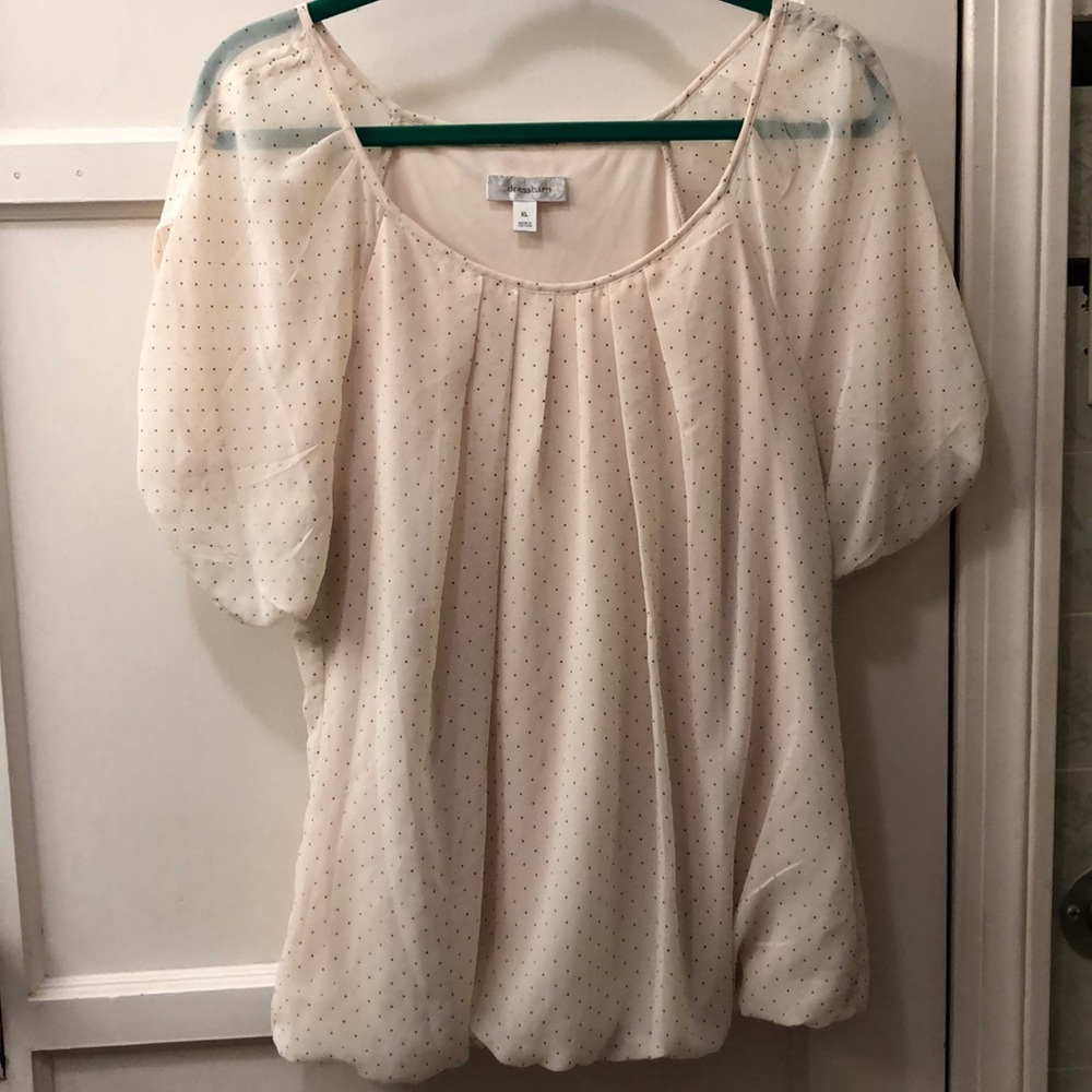 Cream top with silver dots